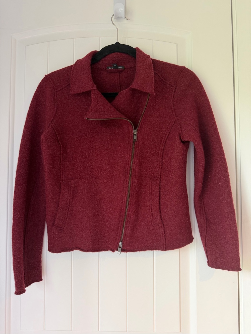 Eileen Fisher 100% Wool Asymmetrical Moto Jacket – Size XS
